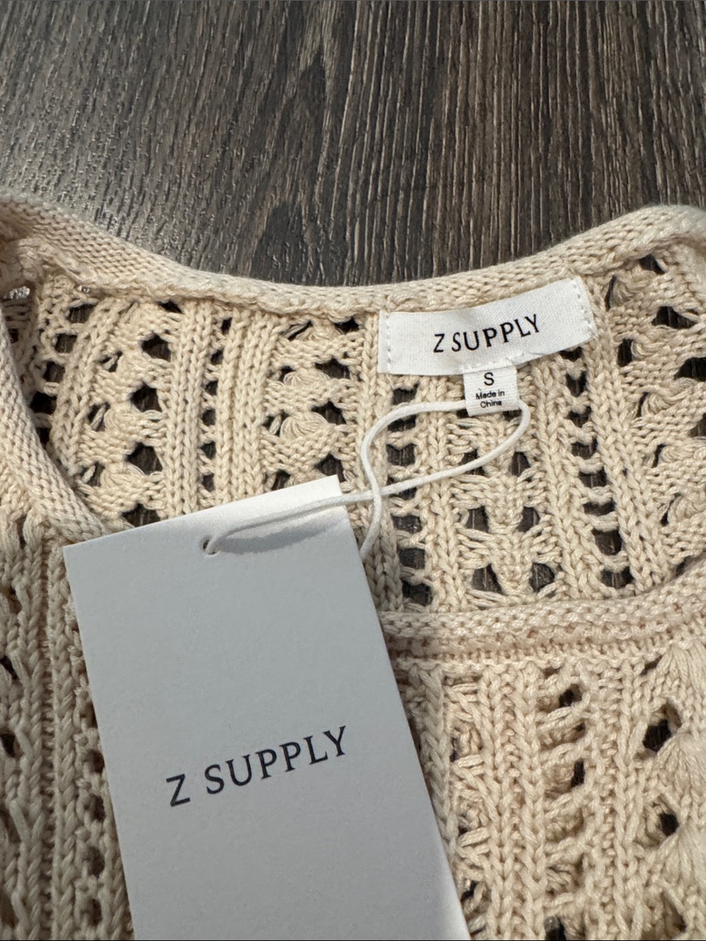 Z supply Upland crochet sweater Open-Knit Crewneck Sweater long sleeve - Picture 5 of 6